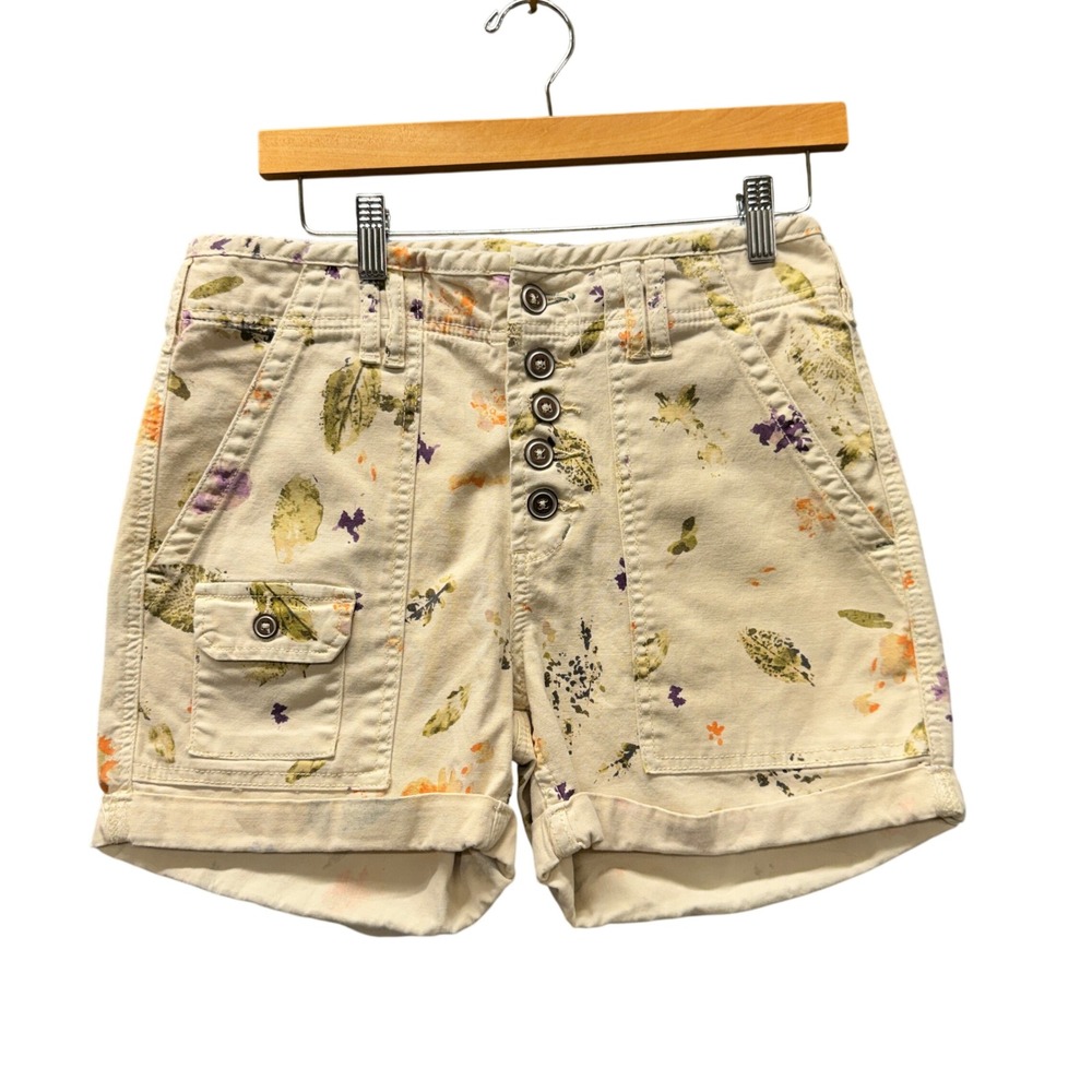 Pilcro Shorts Womens 28 (30x4) The Wanderer Cream Floral Button Fly Boho Coastal